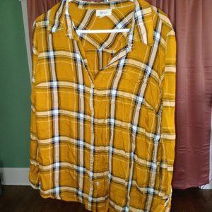 Style & Co. Women's Plus Plaid Long Sleeve Button-Down Top 2X